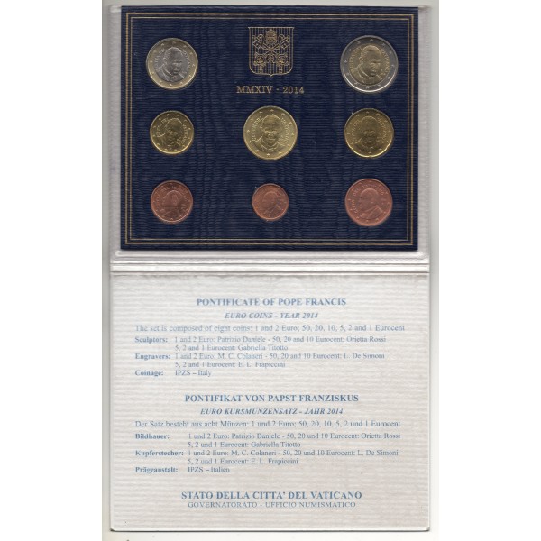 Coffret BU Vatican, 2014, Pape François série euros