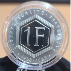 Pièce 1 franc BE Argent, 1988, Charles De Gaulle