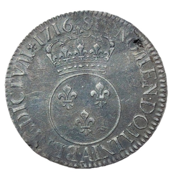 Ecu Vertugadin 1716 A Paris TTB+ Louis XV Flan réformé