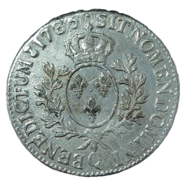 Ecu aux branches d'olivier 1786 Q Perpignan TTB+ Louis XVI pièce de monnaie royale