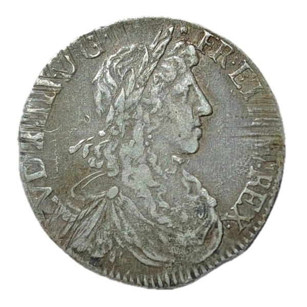 1/2 Ecu au buste juvénile 1660 L Bayonne TTB- Louis XIV