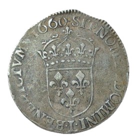 1/2 Ecu au buste juvénile 1660 L Bayonne TTB- Louis XIV