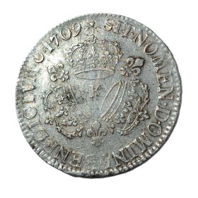 Ecu aux 3 couronnes 1709 K Bordeaux TTB Louis XIV