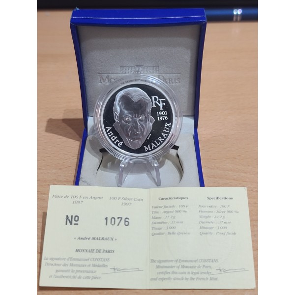 100 francs Argent BE, 1997, André Malraux