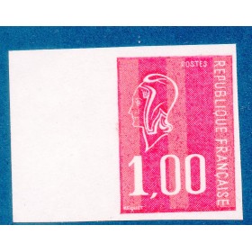 Timbre Yvert No 1892a non dentelé  neuf ** marianne de Becquet 1fr rouge bord de feuille