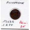 Allemagne 1 reichspfennig 1939 A, TTB KM.89 swastika