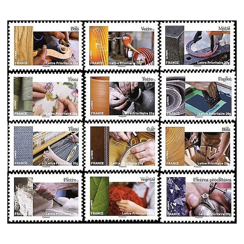 Autoadhésifs Yvert No 1070-1081 Timbres L'art et la matière 2015