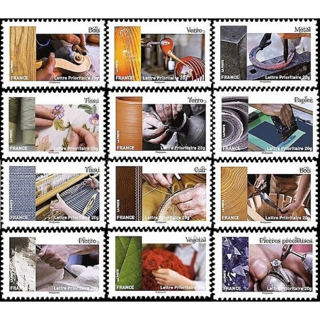 Autoadhésifs Yvert No 1070-1081 Timbres L'art et la matière 2015