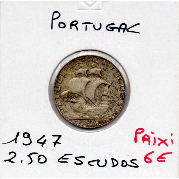 Portugal 2.5 escudos 1947 TTB, KM.580 caravelle