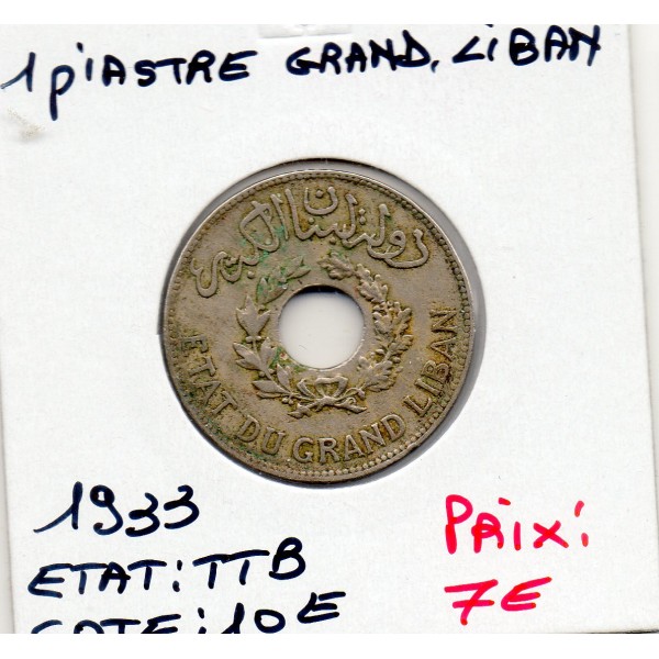 Grand Liban 1 piastre 1933 TTB, Lec.12