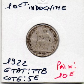 Indochine 10 cents 1922 TTB, Lec.163