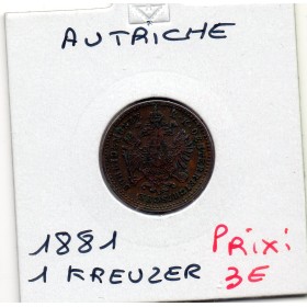Autriche 1 kreuzer 1881 TTB, KM.2186 François Joseph Ier
