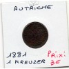 Autriche 1 kreuzer 1881 TTB, KM.2186 François Joseph Ier