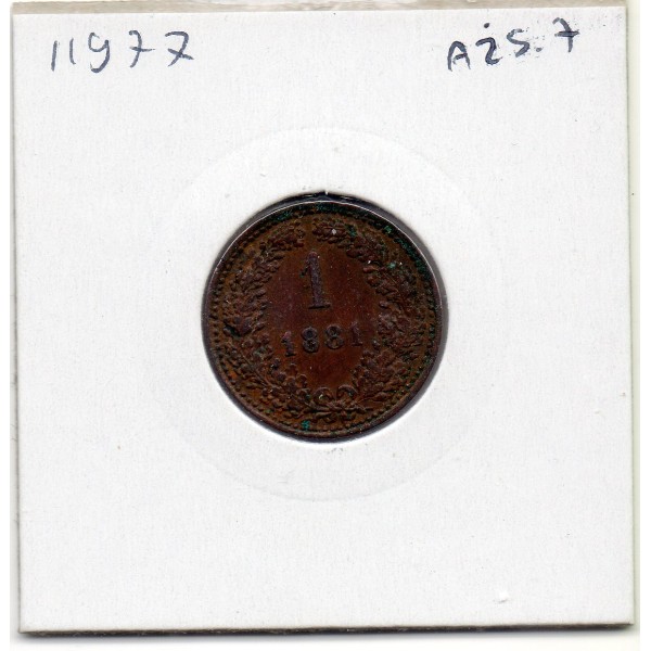 Autriche 1 kreuzer 1881 TTB, KM.2186 François Joseph Ier