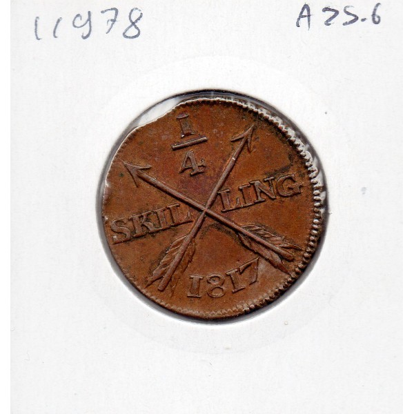 Suède 1/4 Skilling 1817 Sup, KM.592 Carl XIII