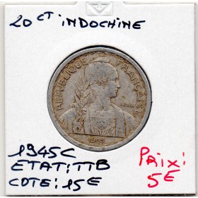 Indochine 20 cents 1945 C Castelsarrazin TTB, Lec.253 Turin