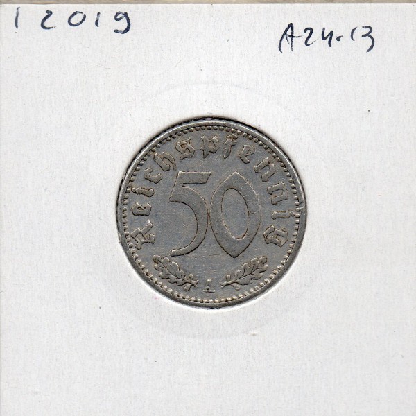 Allemagne 50 reichspfennig 1940 A, Sup KM.96 Aluminium