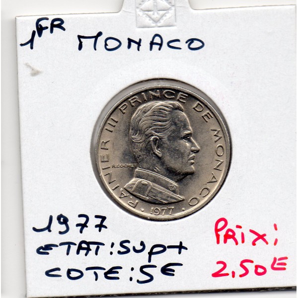 Monaco 1 Franc 1977 Sup+, Gad.150 Rainier III