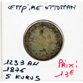 Empire Ottoman 5 Kurus 1293 AH - 1876 TB, KM.720 Abdulhamid