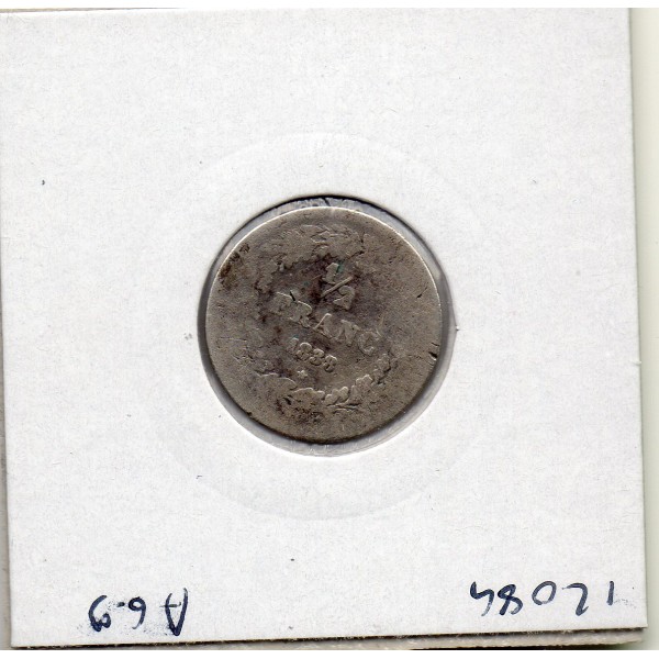 Belgique 1/2 Franc 1838 B, KM.6 Leopold 1er lauré