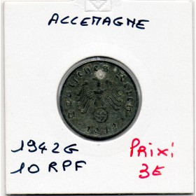 Allemagne 10 reichspfennig 1942 G, TTB KM.101 Karlsruhe