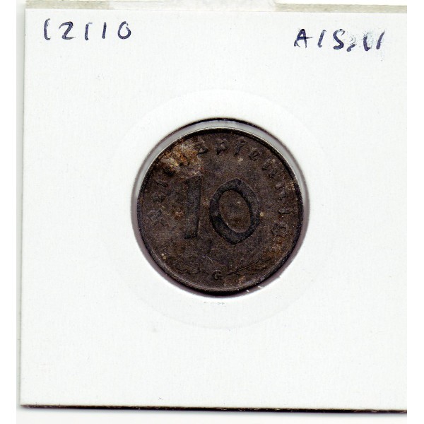 Allemagne 10 reichspfennig 1942 G, TTB KM.101 Karlsruhe