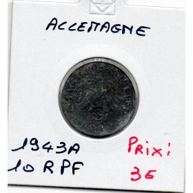 Allemagne 10 reichspfennig 1943 A, TTB KM.101 Berlin