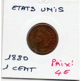 Etats Unis 1 cent 1880 TB, KM.90a indian head
