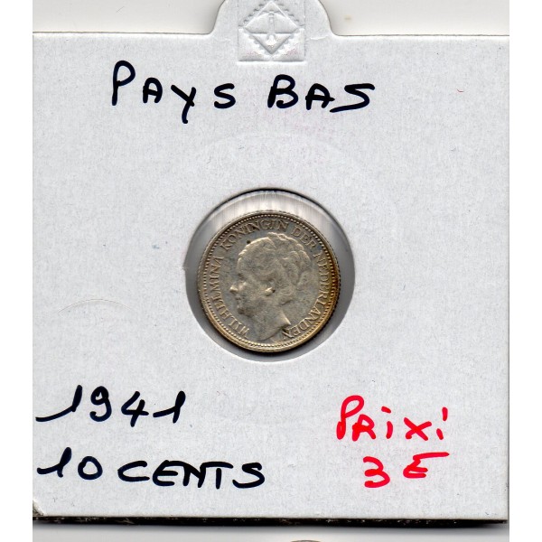 Pays Bas 10 cents 1941 TTB, KM.163 Wilhelmina