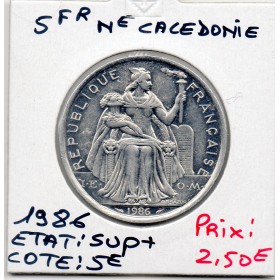 Nouvelle Calédonie 5 Francs 1986 Sup+, Lec.76