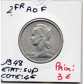AOF Afrique Occidentale Française 2 Francs 1948 Sup, Lec 11 pièce de monnaie