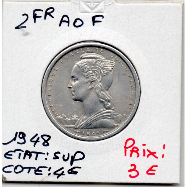 AOF Afrique Occidentale Française 2 Francs 1948 Sup, Lec 11 pièce de monnaie