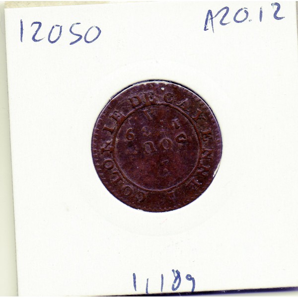 Guyane, Cayenne 2 sous 1789 A TTB+, Lec.20