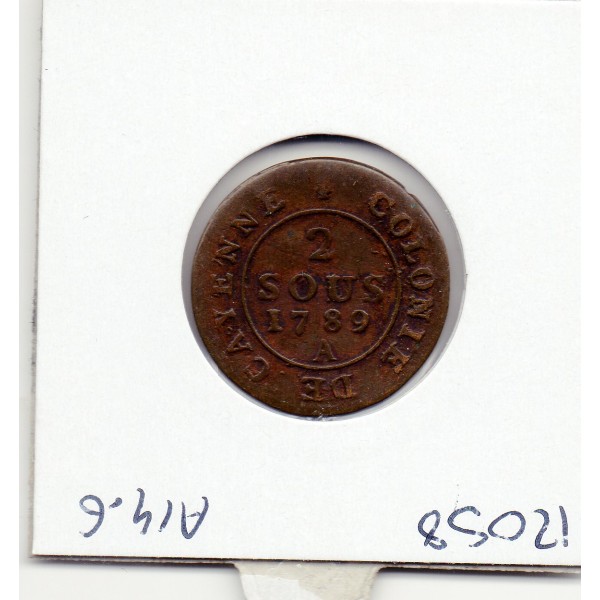 Guyane, Cayenne 2 sous 1789 A TTB+, Lec.20