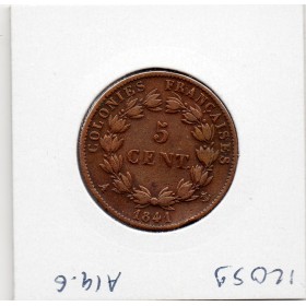 Colonies Louis Philippe 5 centimes 1841 A TTB Guadeloupe, Lec 308