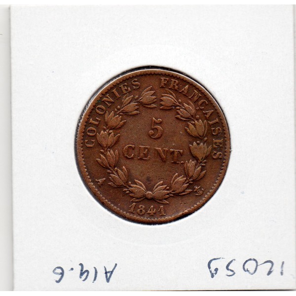 Colonies Louis Philippe 5 centimes 1841 A TTB Guadeloupe, Lec 308