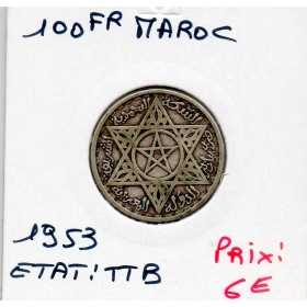 Maroc 100 francs 1372 AH -1953 TTB, Lec.288 Mohamed V