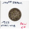 Maroc 100 francs 1372 AH -1953 TTB, Lec.288 Mohamed V