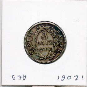 Suisse Canton Bâle Basel 3 Batzen 1809 TTB+, KM.198