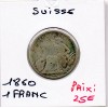 Suisse 1 franc 1860 TB, KM.9a Helvetia assise