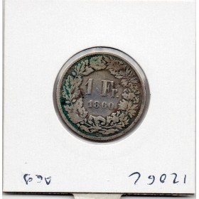 Suisse 1 franc 1860 TB, KM.9a Helvetia assise