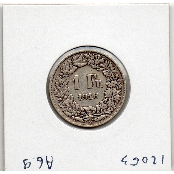 Suisse 1 franc 1916 TTB, KM.24 Helvetia debout