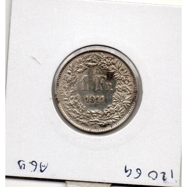 Suisse 1 franc 1911 TTB, KM.24 Helvetia Debout