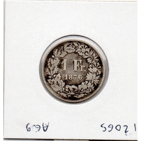 Suisse 1 franc 1876 TB, KM.24 helvetia Debout