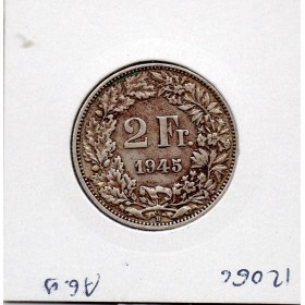 Suisse 2 francs 1945 TTB, KM.21 Helvetia Debout