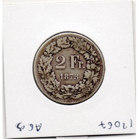 Suisse 2 francs 1875 TB, KM.21 Helvetia Debout