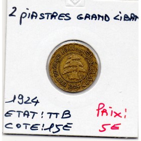 Grand Liban 2 piastres 1924 TTB, Lec.18