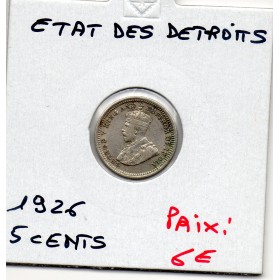 Etablissement des Détroits 5 cents 1926 TTB, KM.36 Georges V