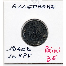 Allemagne 10 reichspfennig 1940 D, TTB KM.101 Munich