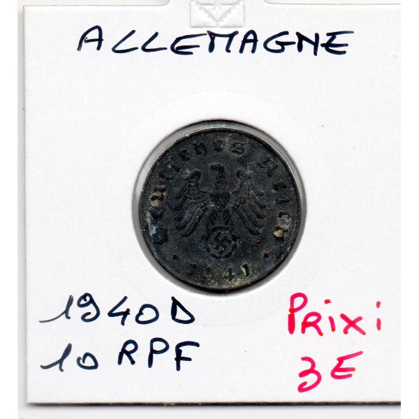 Allemagne 10 reichspfennig 1940 D, TTB KM.101 Munich
